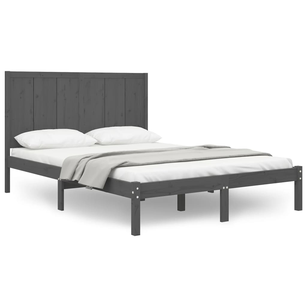 vidaXL Rám postele šedý masivní borovice 150 x 200 cm King Size