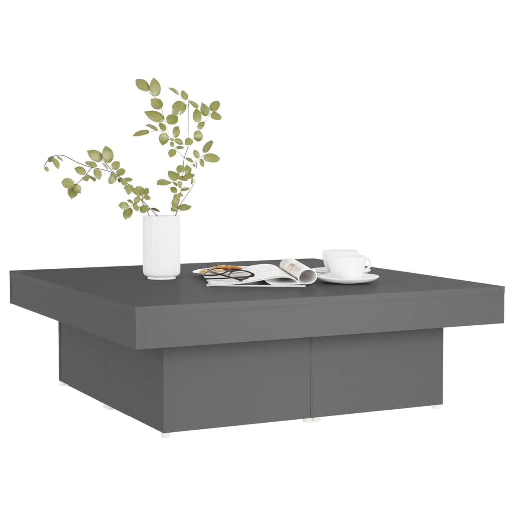 vidaXL Konferenční stolek šedý 90 x 90 x 28 cm dřevotříska