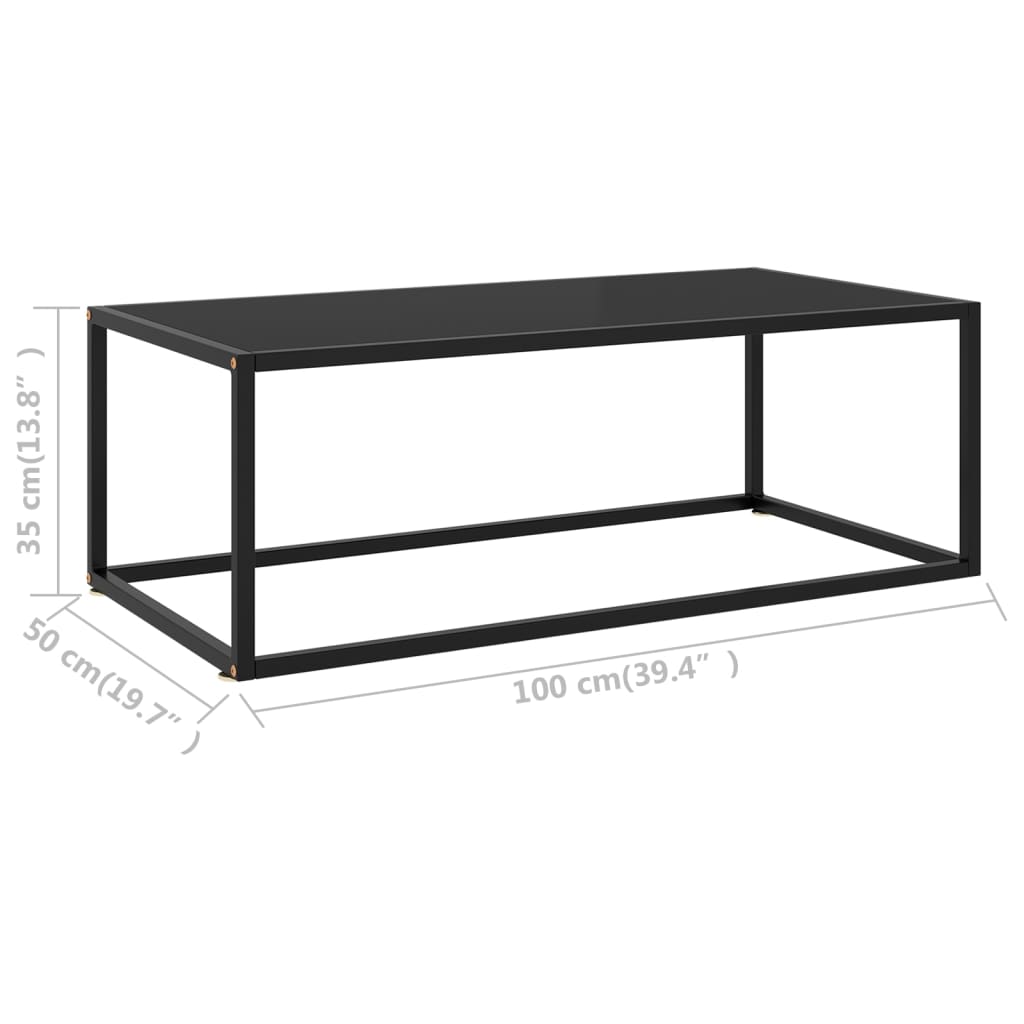 vidaXL Konferenční stolek černý s černým sklem 100 x 50 x 35 cm