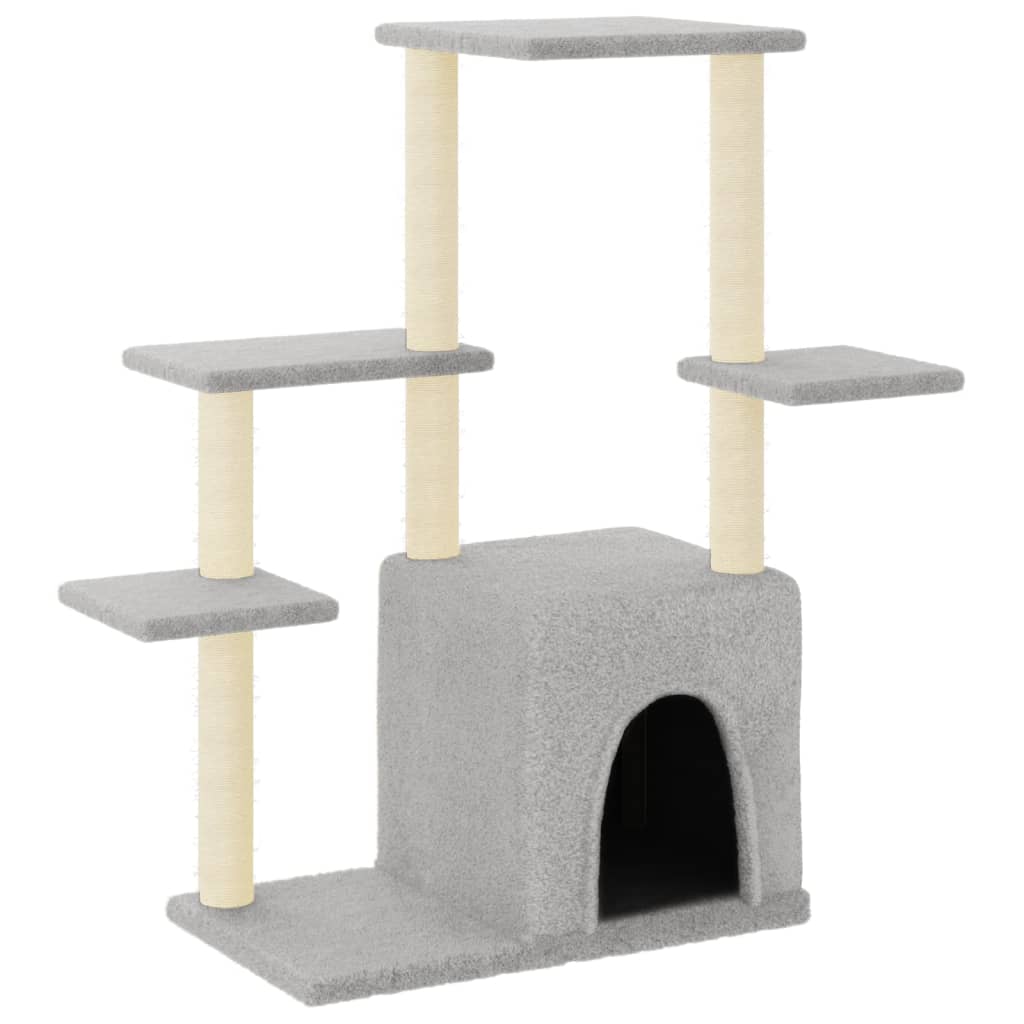 vidaXL Škrabadlo pro kočky se sisalovými sloupky světle šedé 97,5 cm