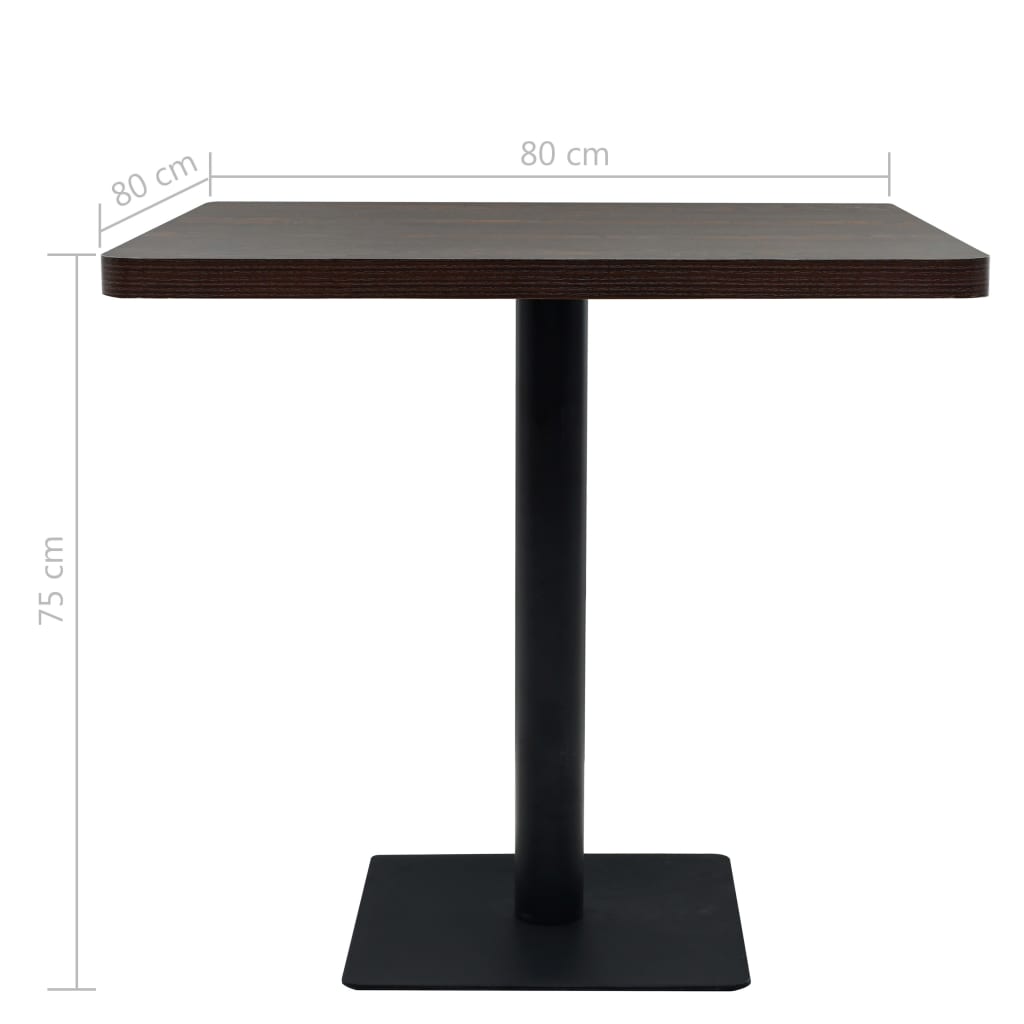 vidaXL Bistro stůl MDF a ocel čtvercový 80 x 80 x 75 cm