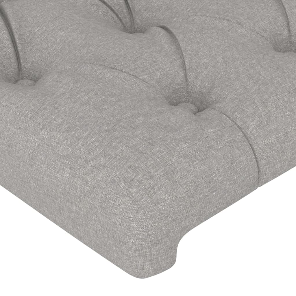 vidaXL Čelo postele s LED světle šedé 203 x 16 x 78/88 cm textil