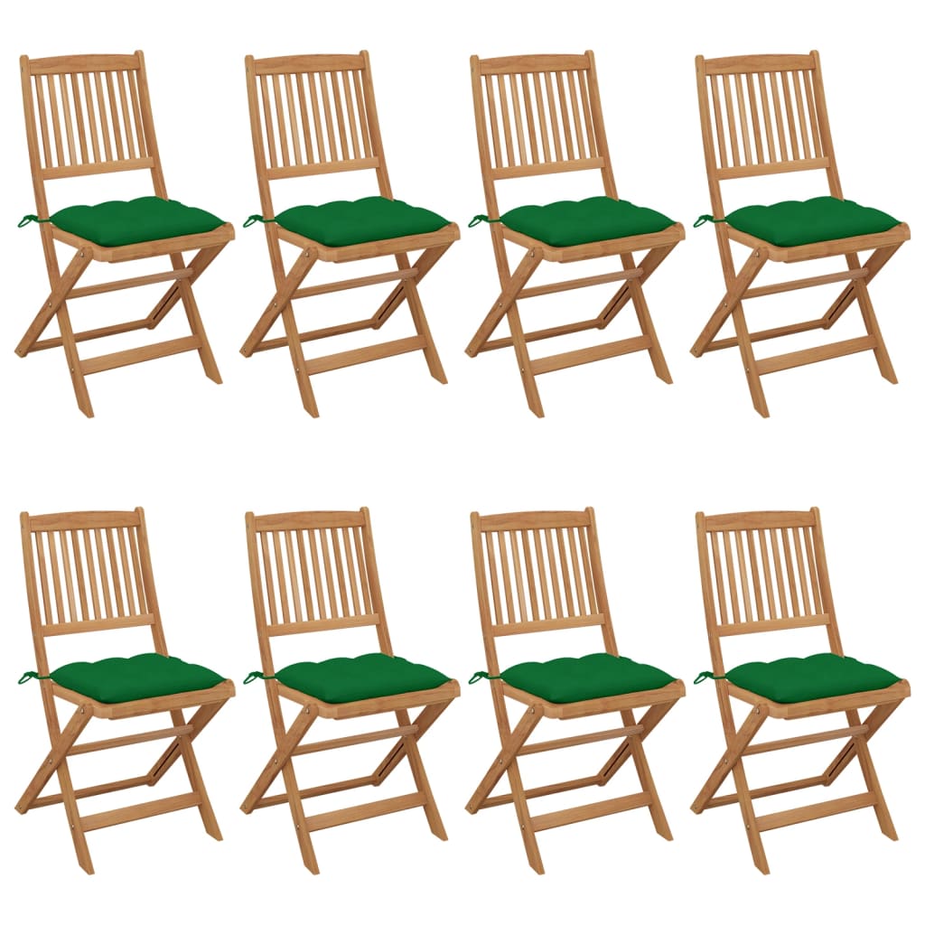 vidaXL Skládací zahradní židle s poduškami 8 ks masivní akácie
