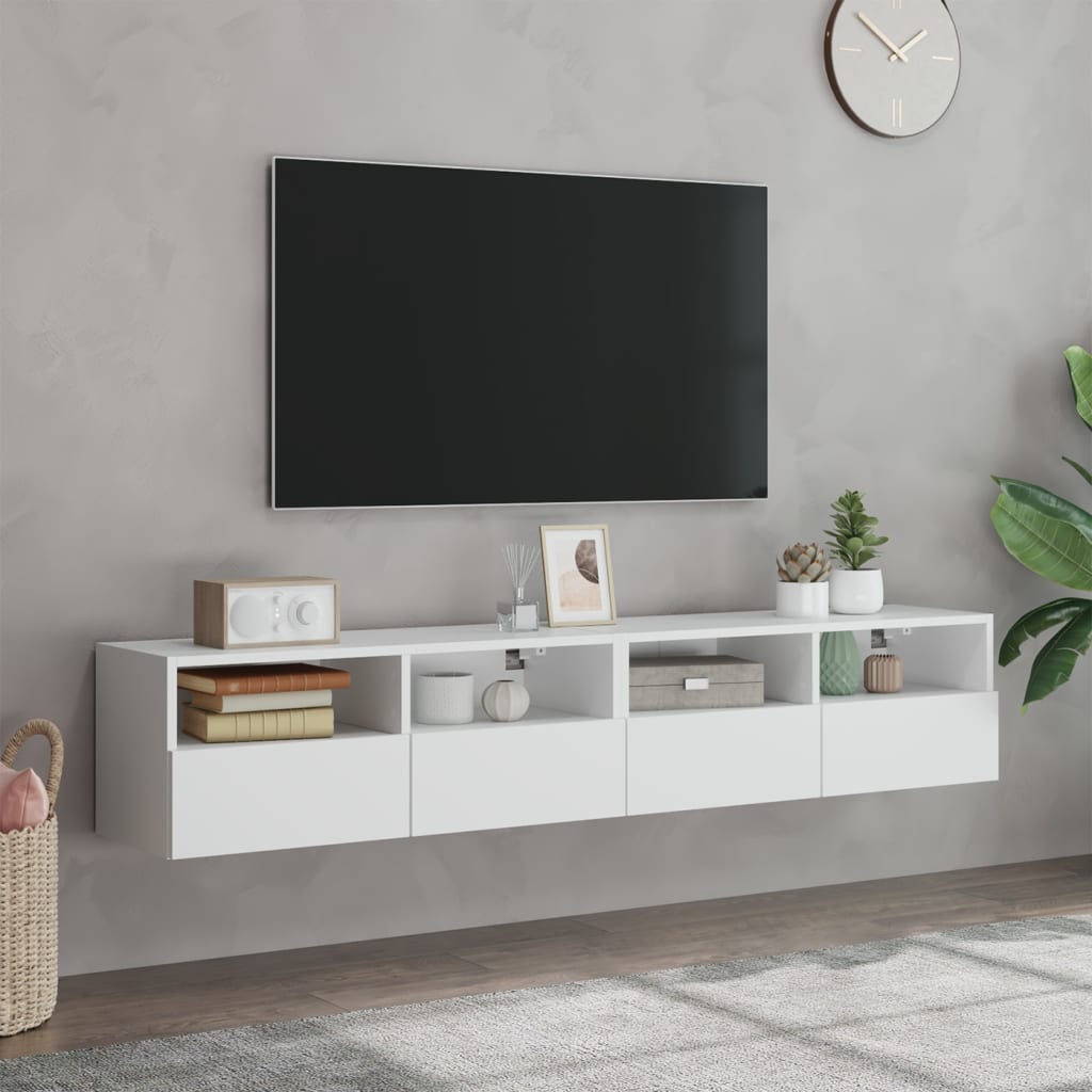 vidaXL Nástěnné TV skříňky 2 ks bílé 80 x 30 x 30 cm kompozitní dřevo