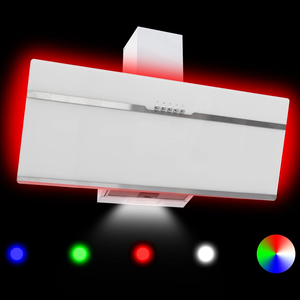 vidaXL Nástěnná digestoř RGB LED 90 cm nerezová ocel a tvrzené sklo