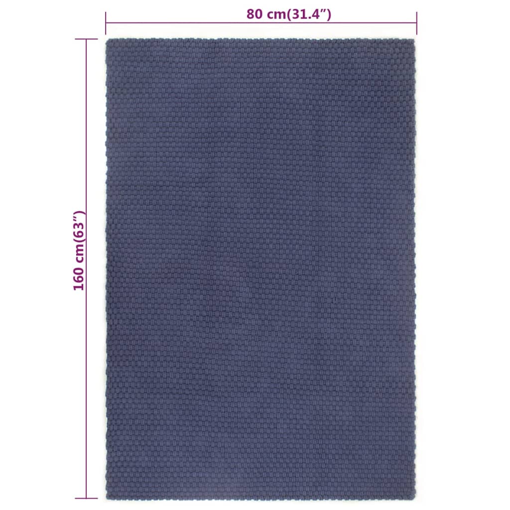 vidaXL Koberec obdélníkový námořnická modrá 80 x 160 cm bavlna