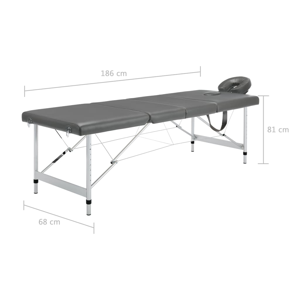 vidaXL Masážní stůl se 4 zónami hliníkový rám antracitový 186 x 68 cm