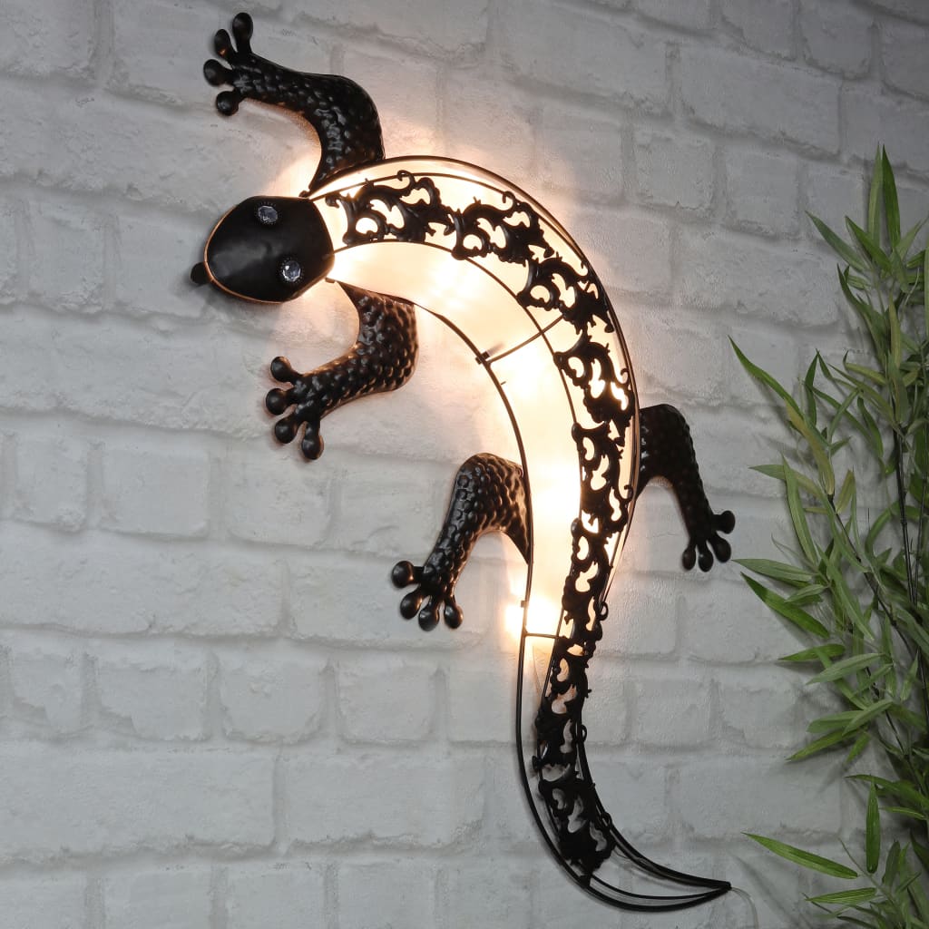 HI Solární zahradní nástěnné LED svítidlo gekon bílé