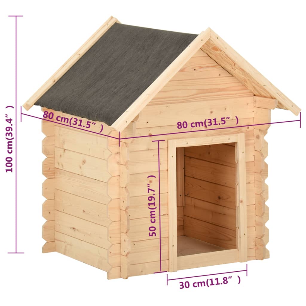 vidaXL Psí bouda 80x80x100,6 cm masivní borové dřevo