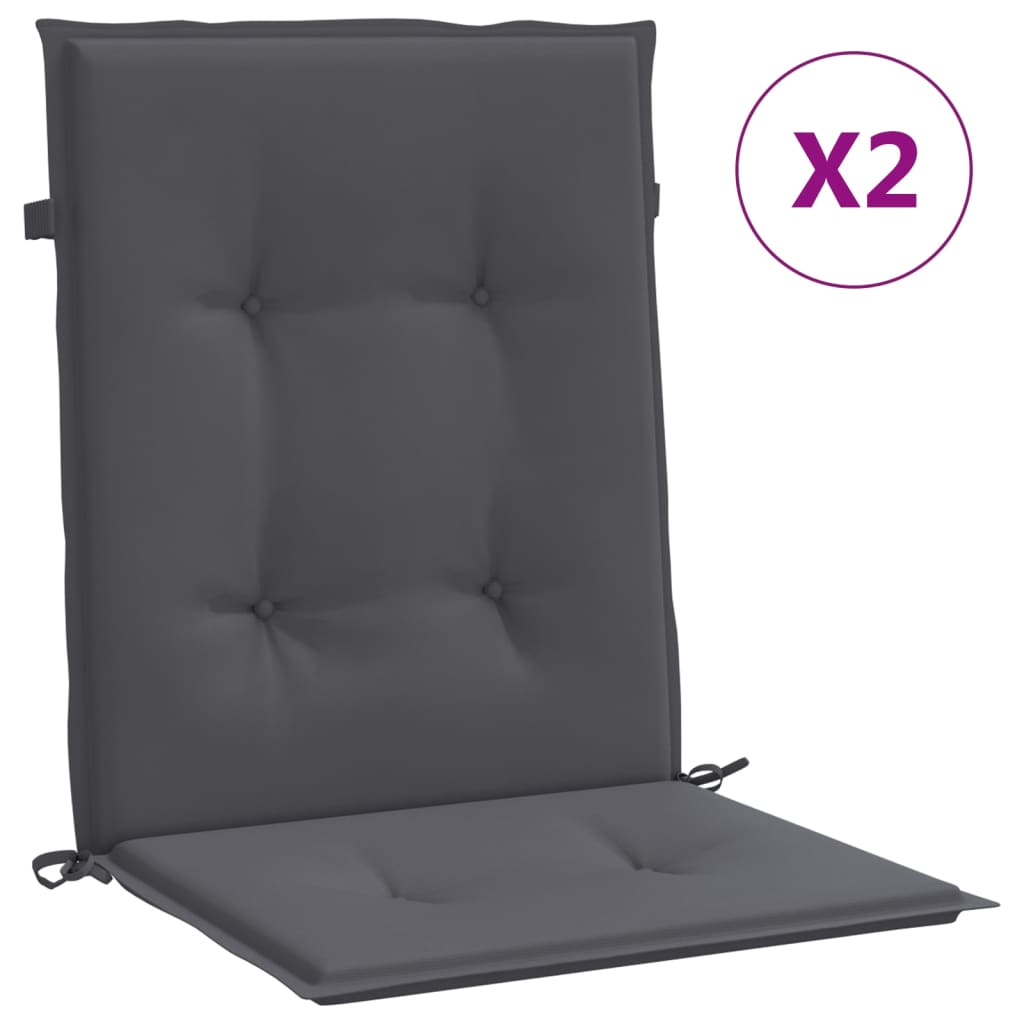 vidaXL Podušky na židli nízké opěradlo 2 ks antracitové
