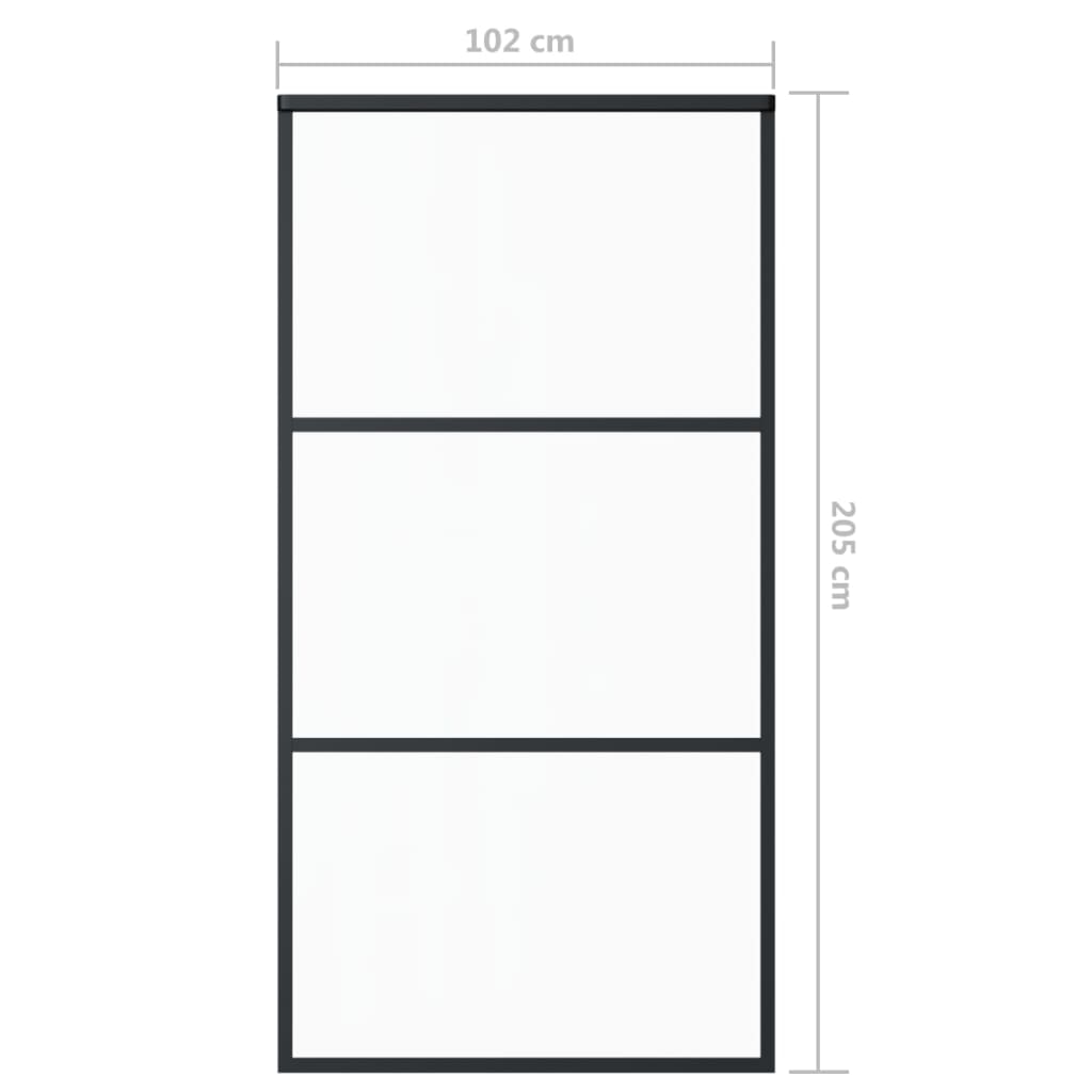 vidaXL Posuvné dveře s kováním ESG sklo a hliník 102 x 205 cm