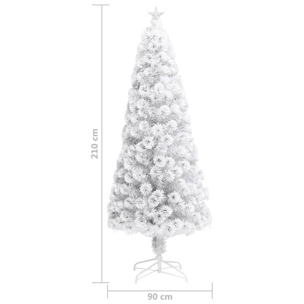 vidaXL Vánoční stromek s LED osvětlením bílý 210 cm optické vlákno