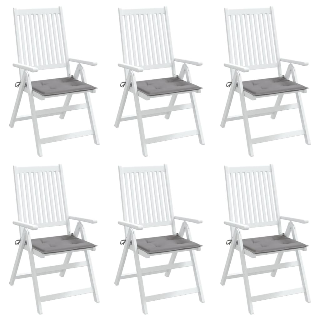 vidaXL Podušky na zahradní židli 6 ks šedé 40 x 40 x 3 cm látka oxford