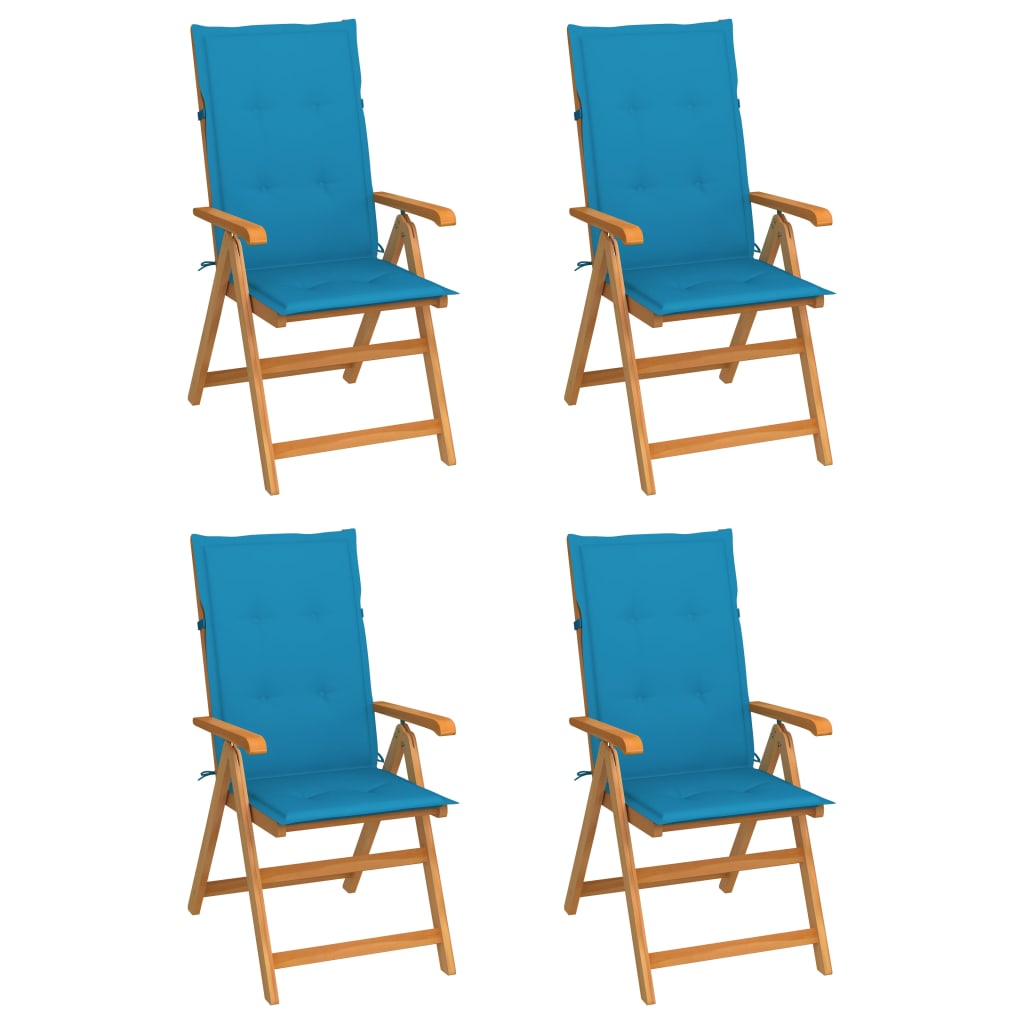 vidaXL Zahradní židle 4 ks modré podušky masivní teak