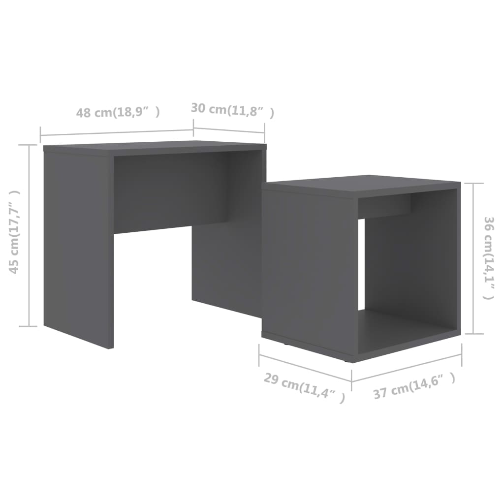 vidaXL Set konferenčních stolků šedý 48 x 30 x 45 cm dřevotříska