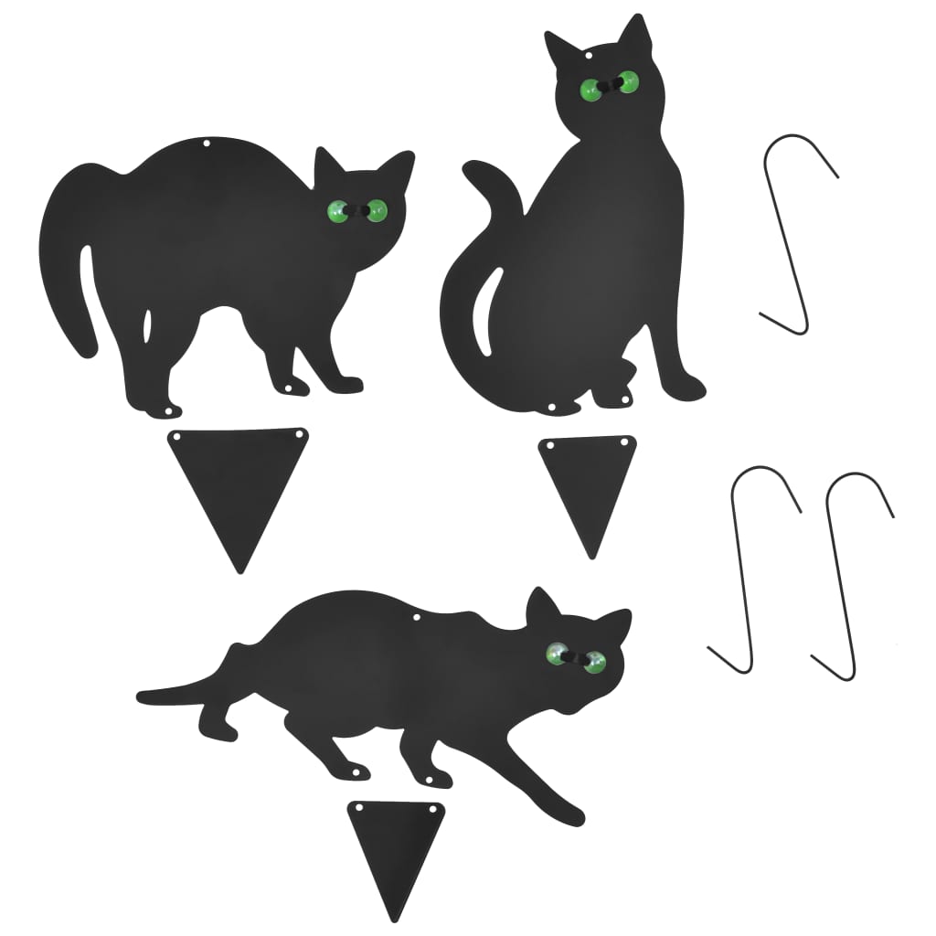 vidaXL Plašič koček, 3 ks, ocel, černý