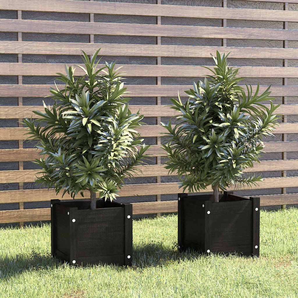vidaXL Zahradní truhlíky 2 ks černé 31 x 31 x 31 cm masivní borovice