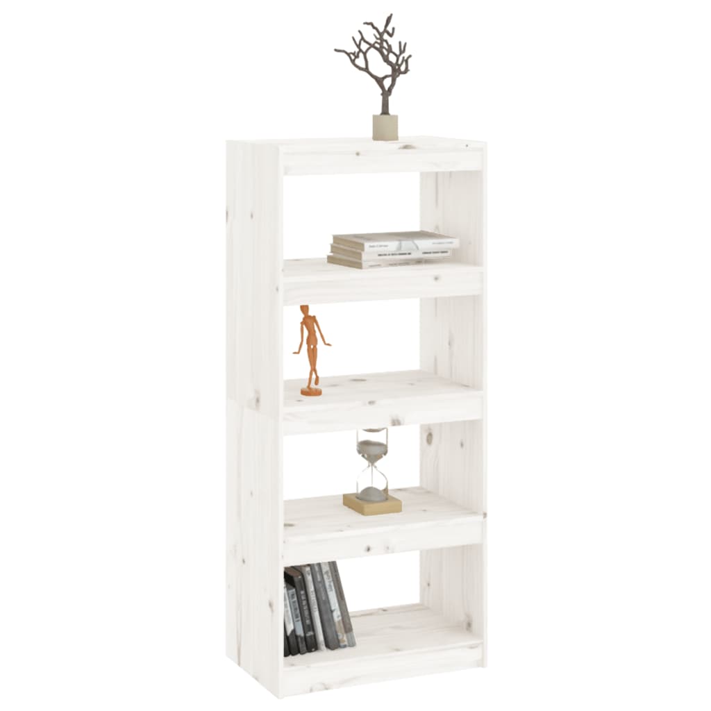 vidaXL Knihovna / dělicí stěna bílá 60x30x135,5 cm masivní borovice