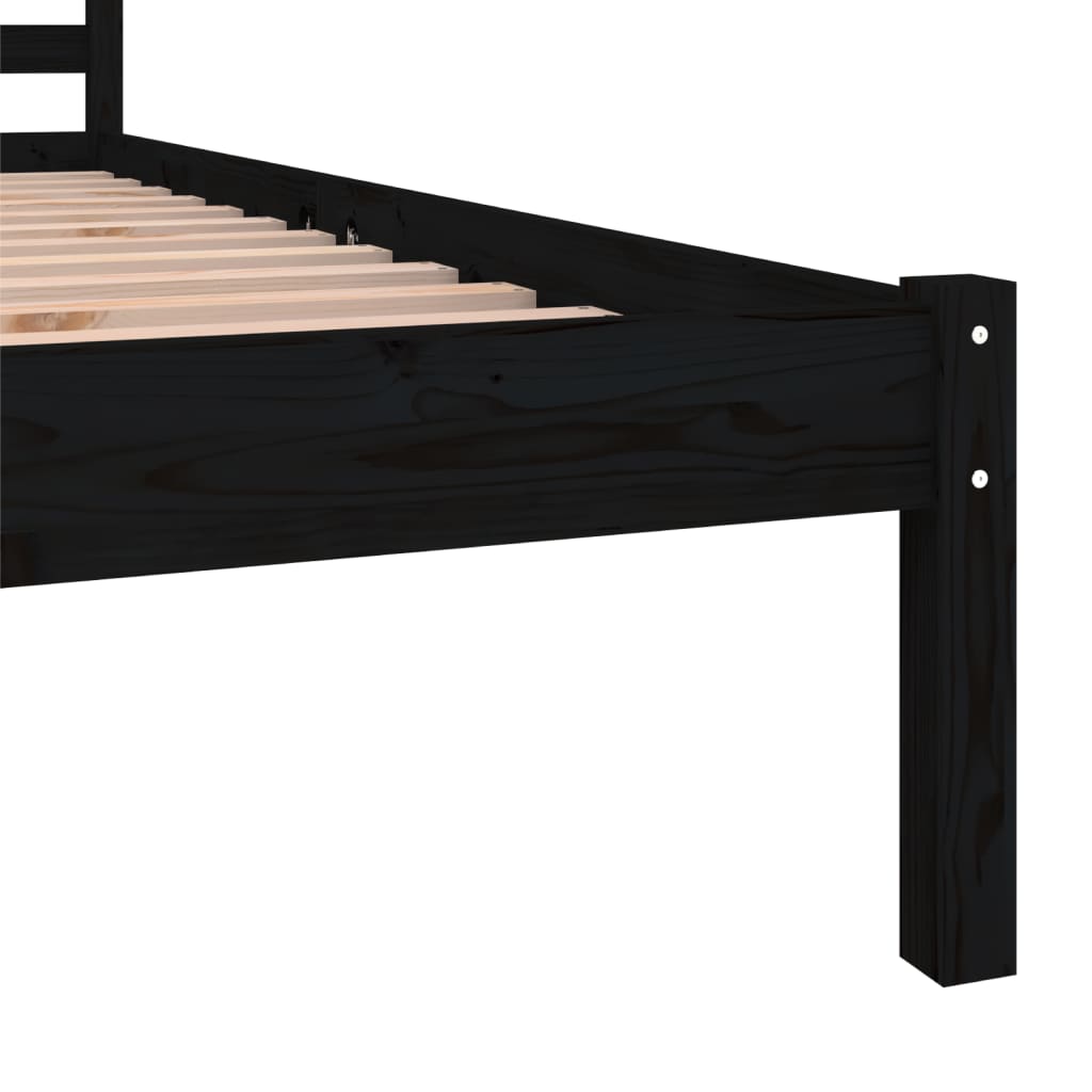 vidaXL Rám postele masivní borovice 75 x 190 cm černý Small Single