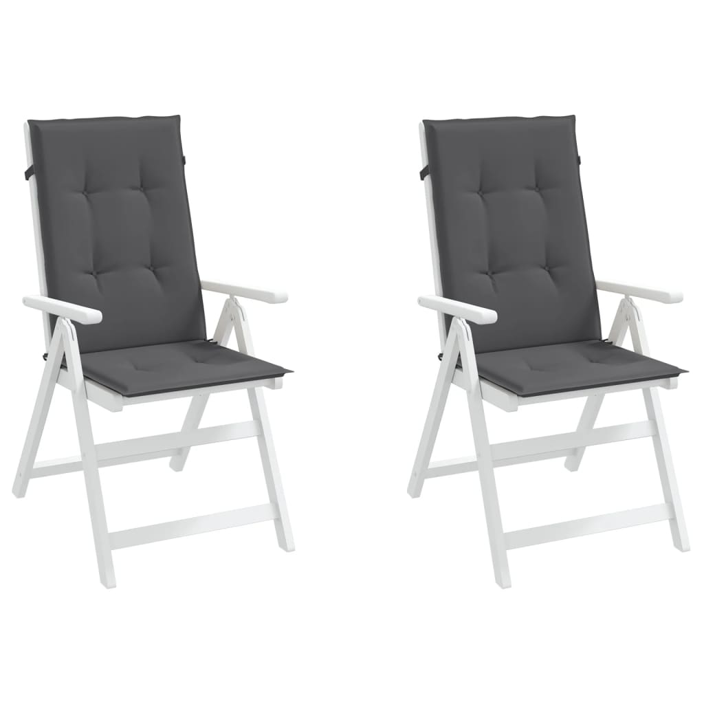 vidaXL Podušky na židli vysoké opěradlo 2 ks antracitové 120x50x3 cm