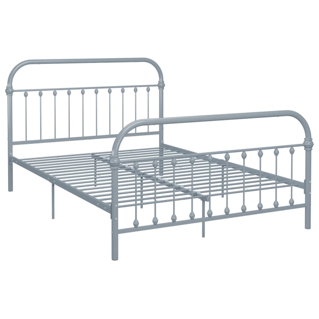 vidaXL Rám postele šedý kov 160 x 200 cm