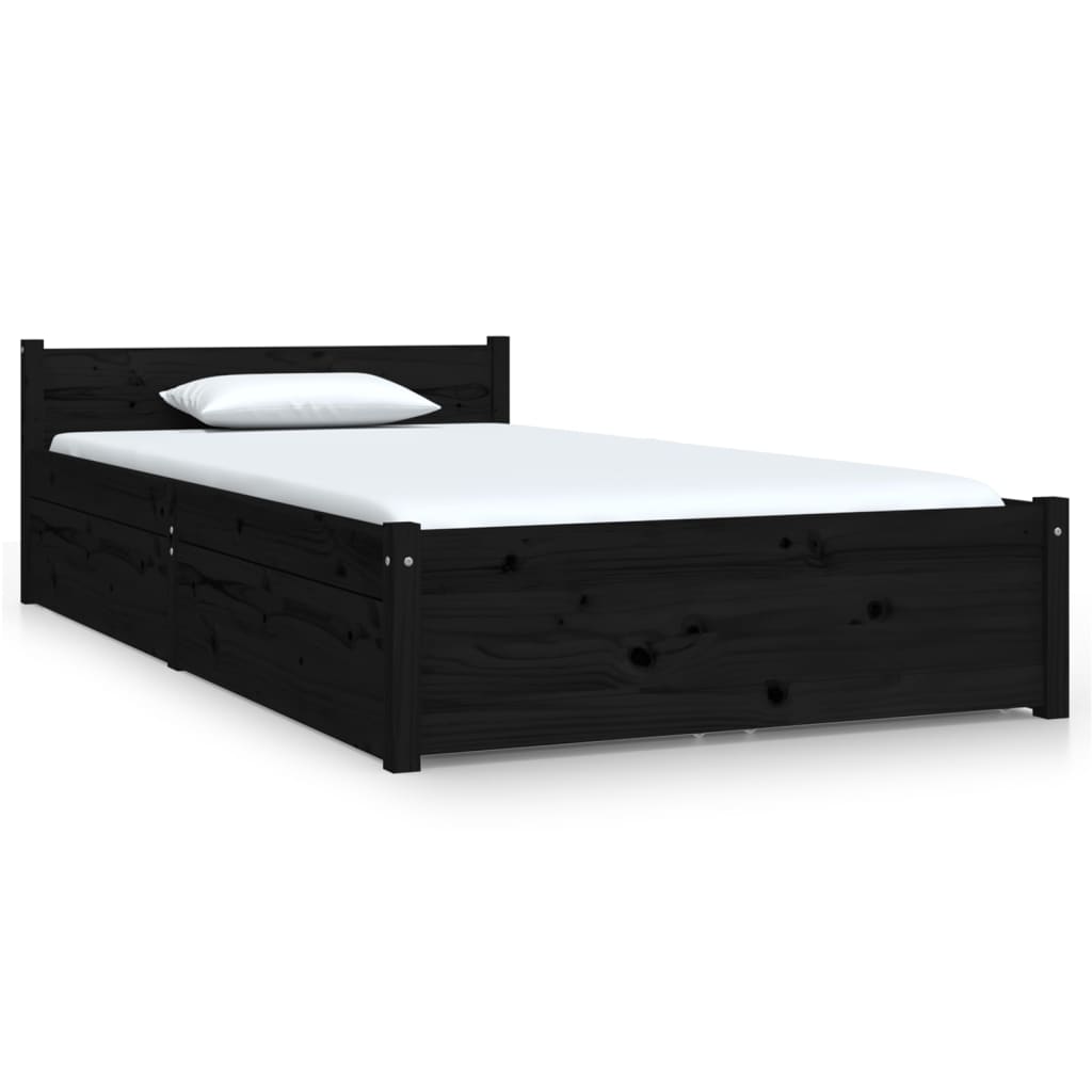 vidaXL Rám postele se zásuvkami černý 90 x 190 cm Single