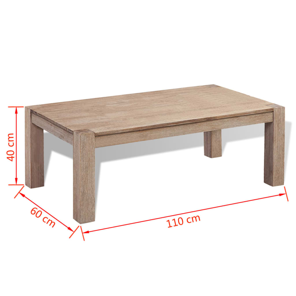 vidaXL Konferenční stolek, kartáčované masivní akáciové dřevo 110x60x40 cm