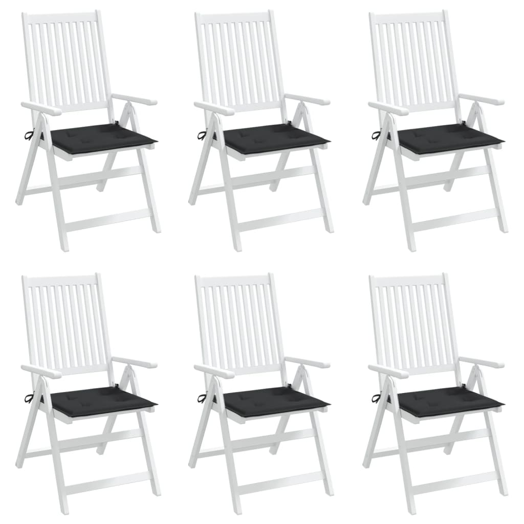 vidaXL Podušky na zahradní židli 6 ks černé 40x40x3 cm látka oxford