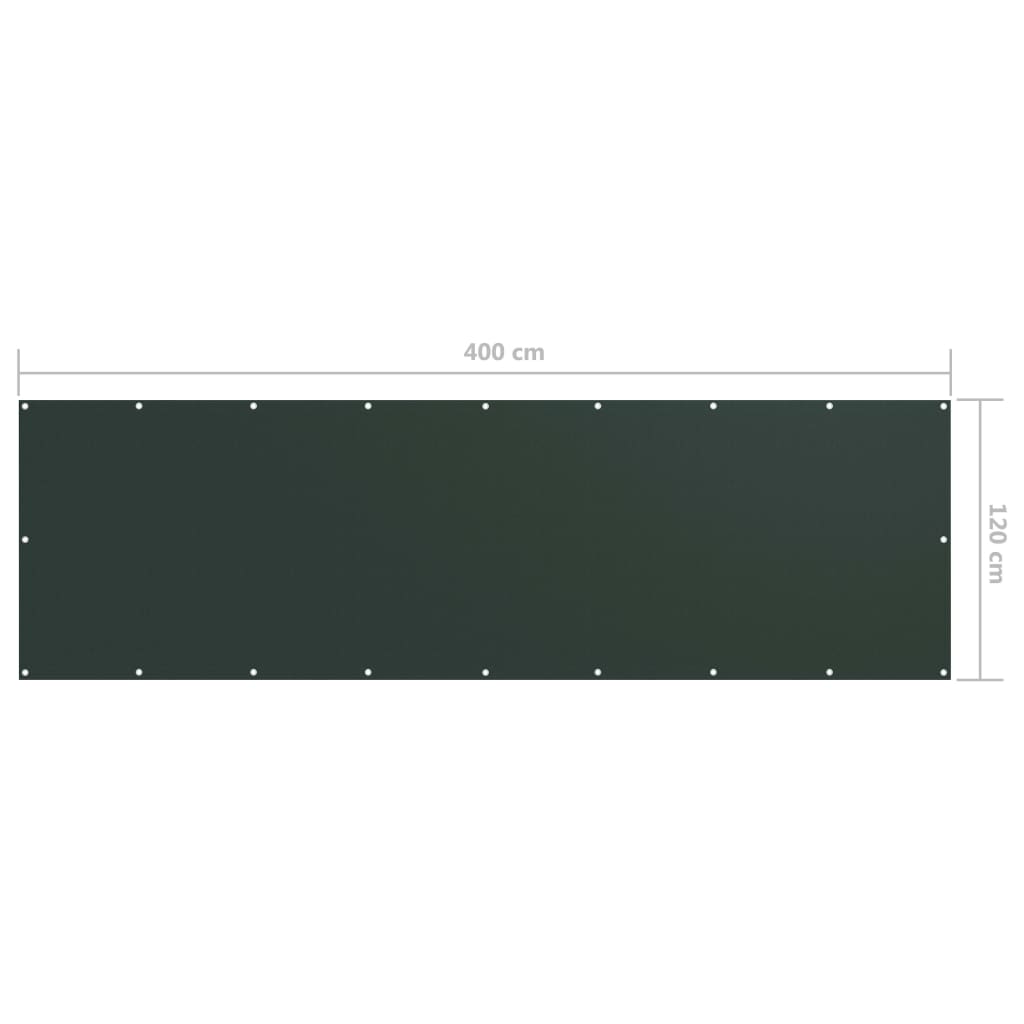 vidaXL Balkónová zástěna tmavě zelená 120 x 400 cm oxfordská látka