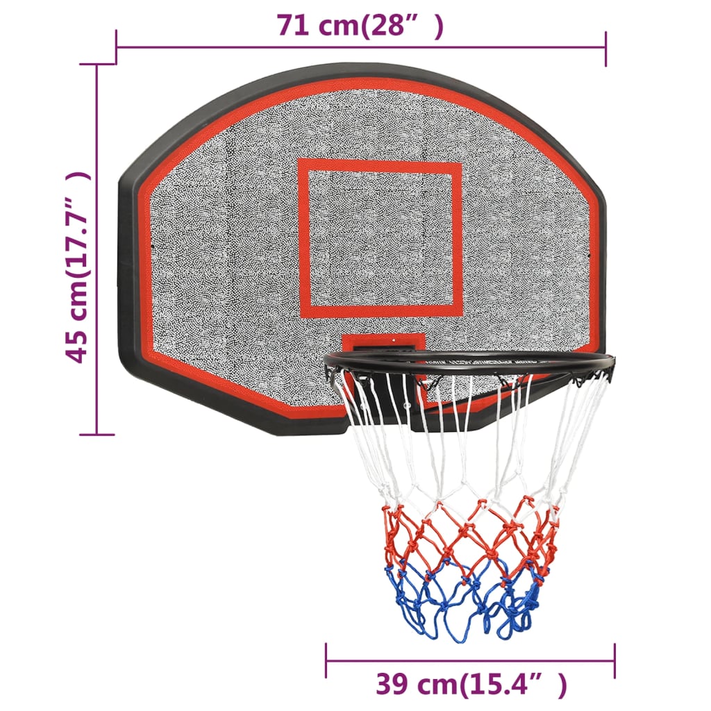 vidaXL Basketbalový koš černý 71 x 45 x 2 cm polyethylen