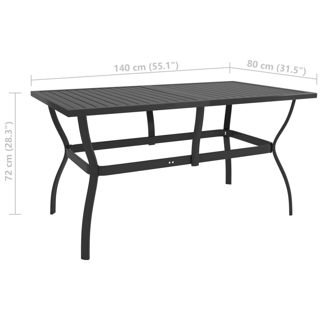 vidaXL Zahradní stůl antracitový 140 x 80 x 72 cm ocel