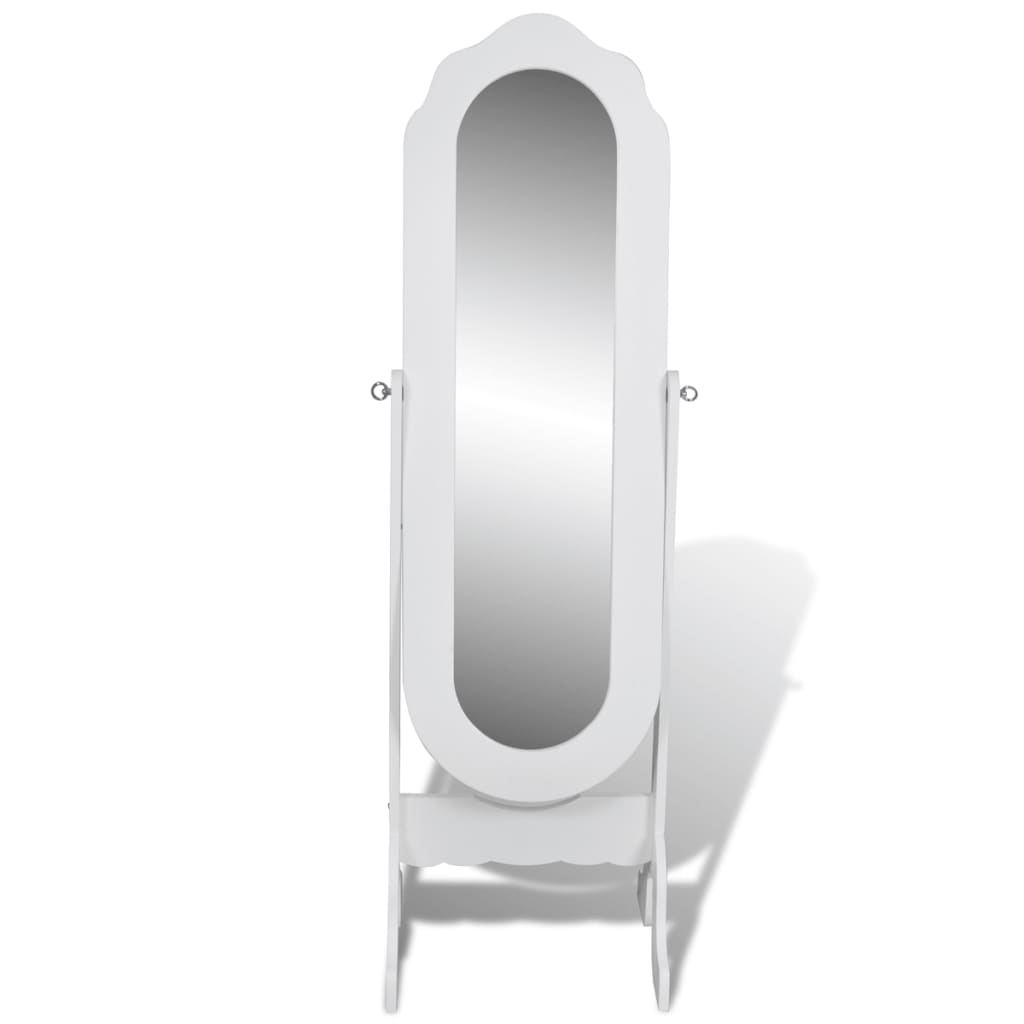 Bílé nastavitelné zrcadlo se stojanem