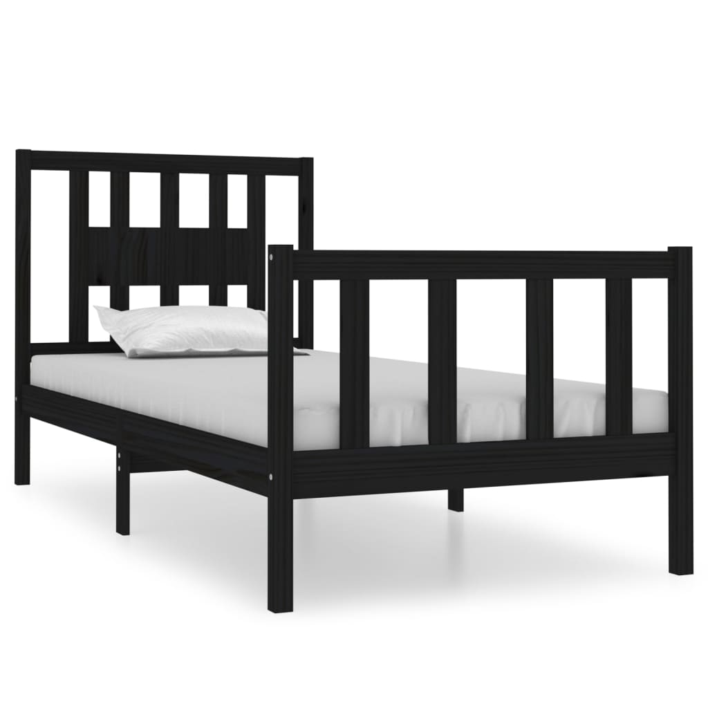vidaXL Rám postele černý masivní dřevo 90 x 190 cm jednolůžko