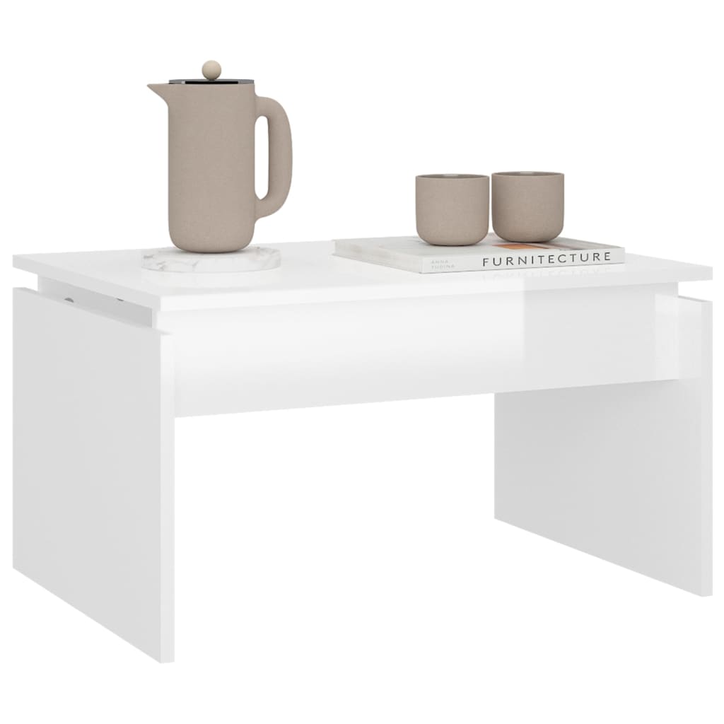 vidaXL Konferenční stolek bílý vysoký lesk 68 x 50 x 38 cm dřevotříska