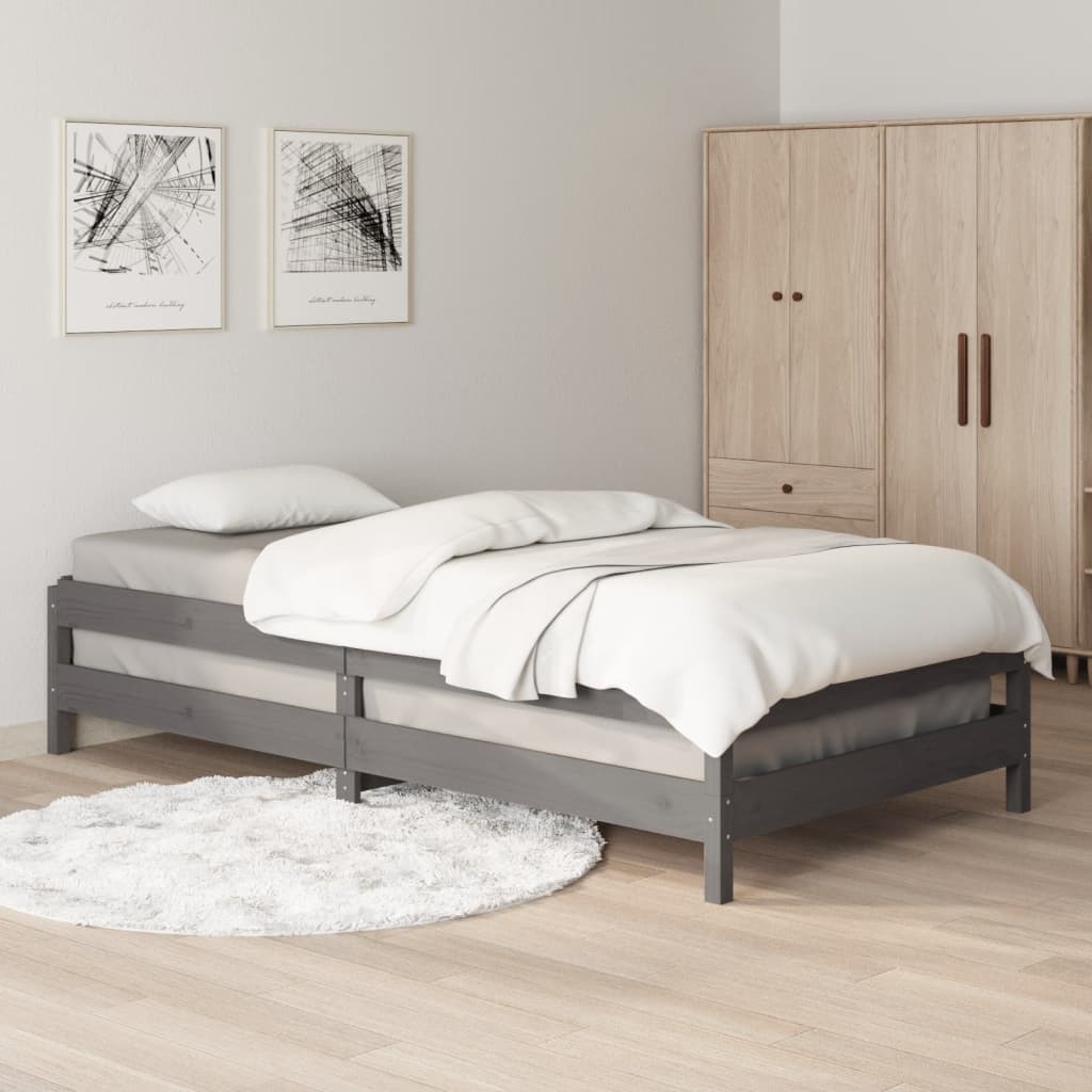 vidaXL Stohovatelná postel šedá 100 x 200 cm masivní borovice