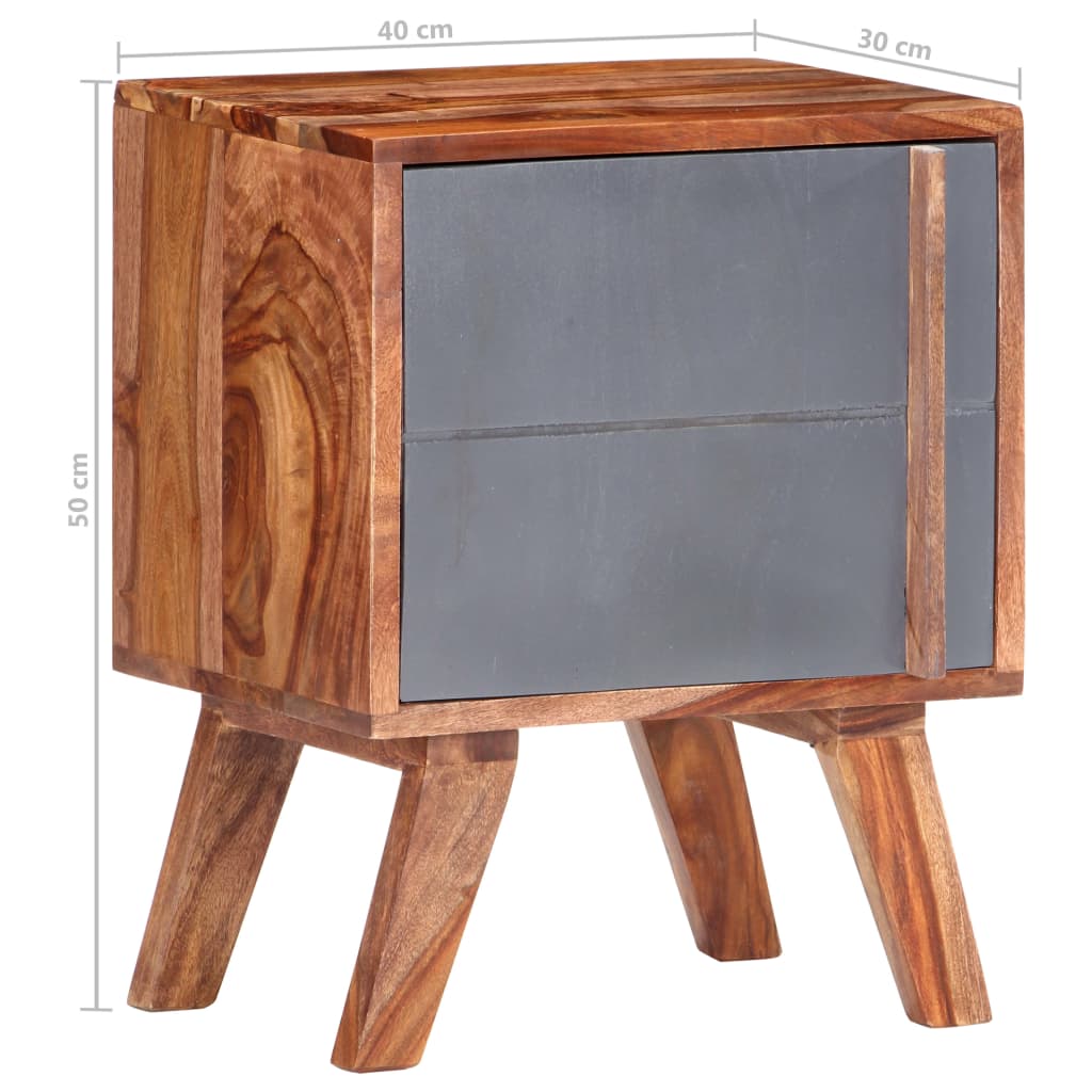 vidaXL Noční stolek šedý 40 x 30 x 50 cm masivní sheeshamové dřevo