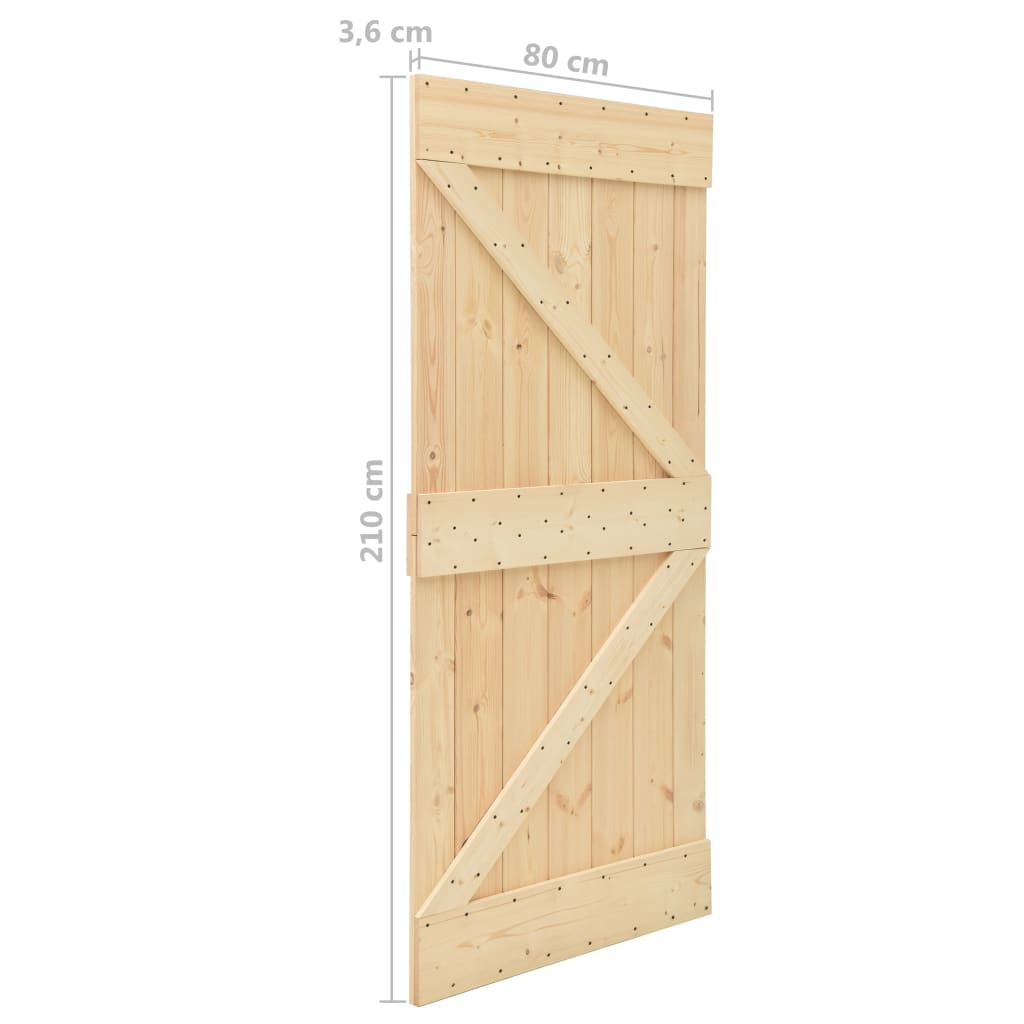 vidaXL Posuvné dveře se setem kování 80 x 210 cm masivní borové dřevo