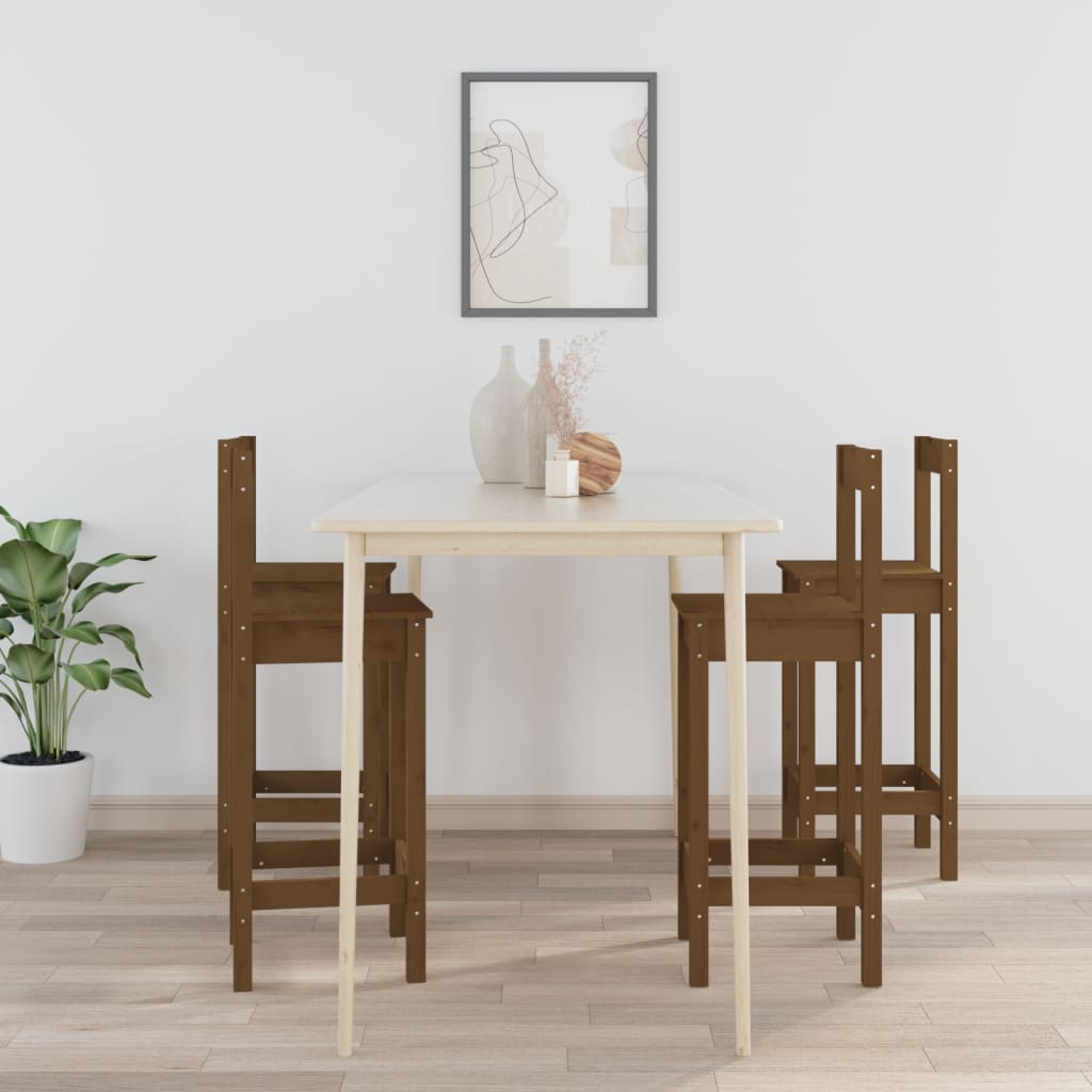 vidaXL Barové židle 4 ks medově hnědé masivní borové dřevo