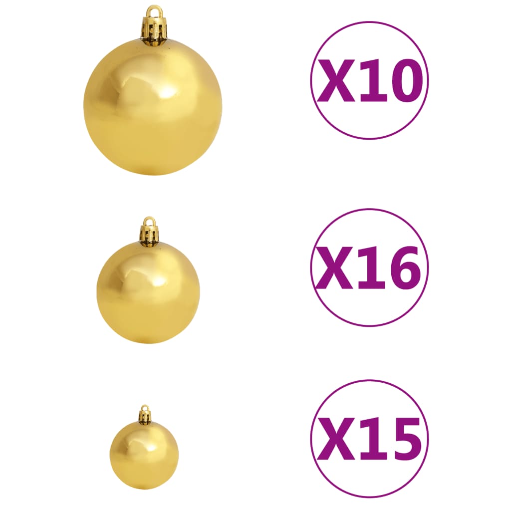 vidaXL 120dílná sada vánočních koulí se špicí a 300 LED zlatá a bronz