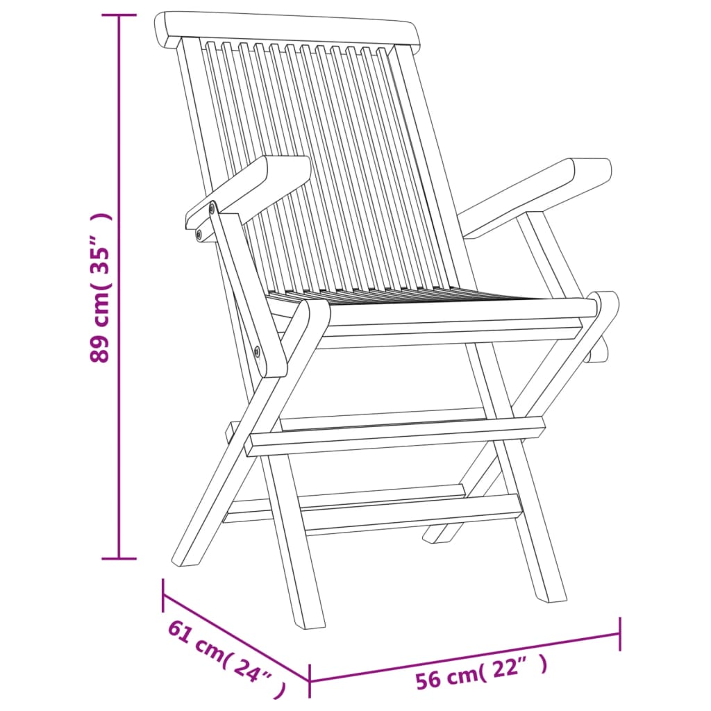 vidaXL Skládací zahradní židle 6 ks šedé 56 x 61 x 89 cm masivní teak