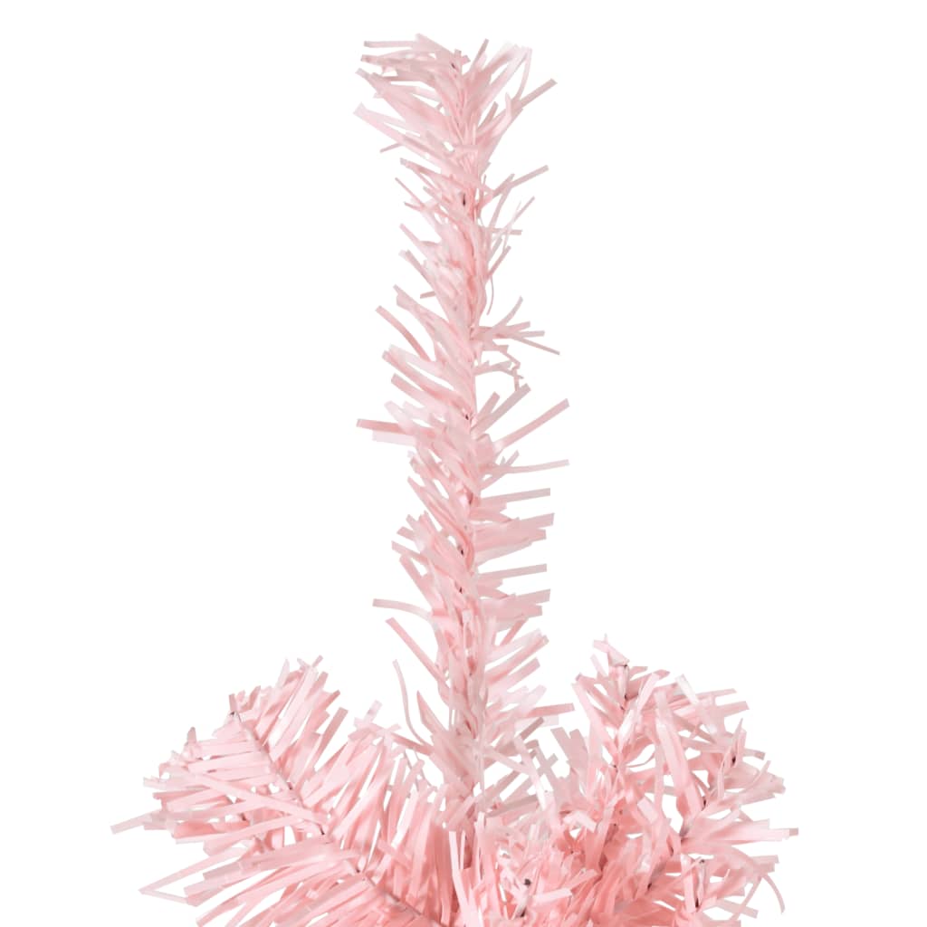 vidaXL Úzký umělý poloviční vánoční stromek se stojanem růžový 210 cm