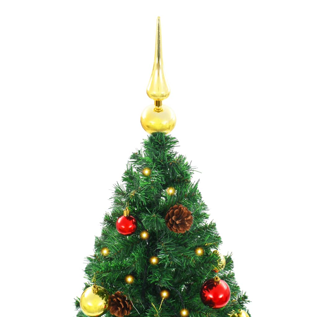 vidaXL Umělý vánoční stromek s baňkami a LED osvětlením zelený 180 cm