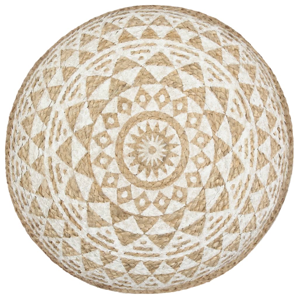 vidaXL Ručně vyrobený sedací puf bílý 45 x 30 cm juta