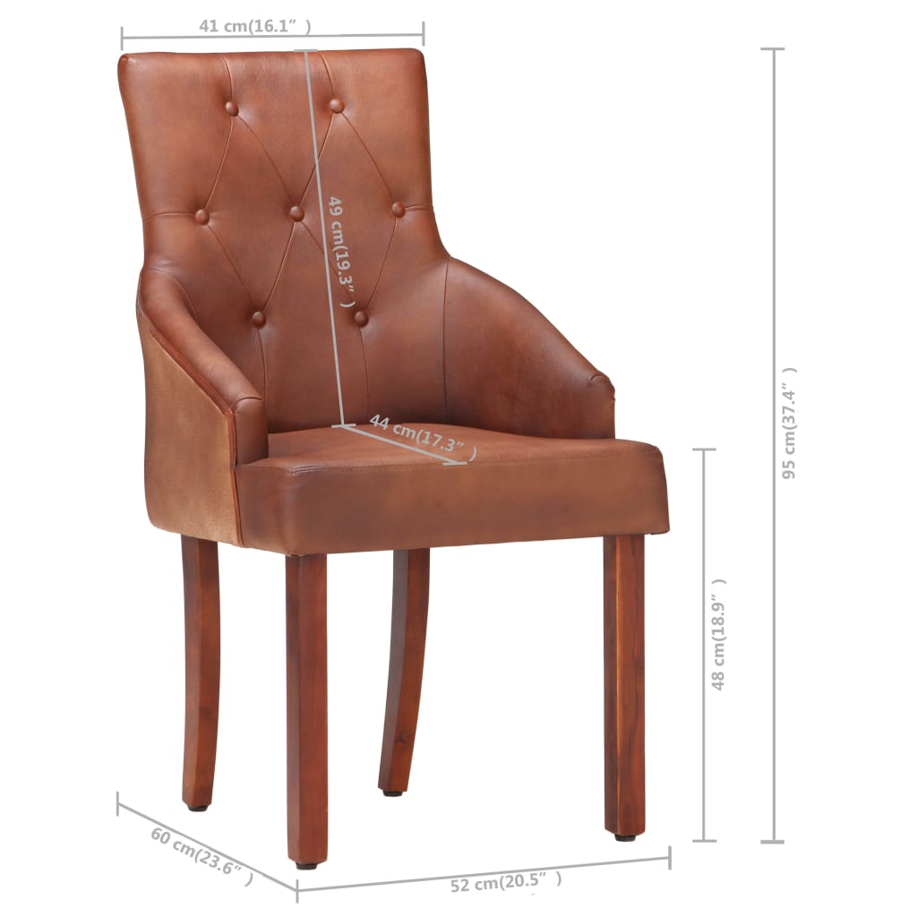 vidaXL Jídelní židle 4 ks hnědé pravá kozí kůže