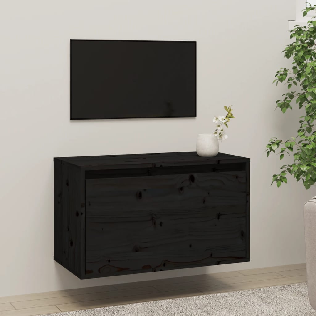 vidaXL Nástěnná skříňka černá 60 x 30 x 35 cm masivní borové dřevo