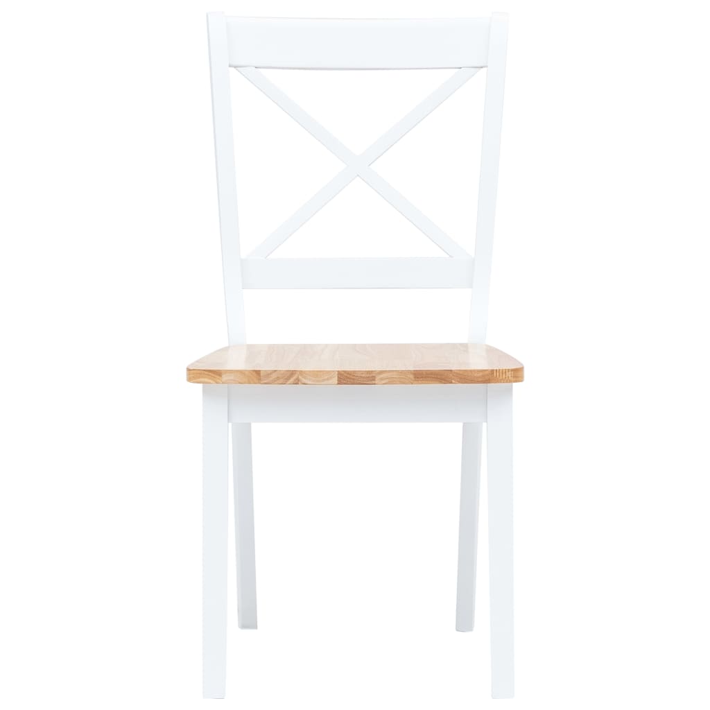 vidaXL Jídelní židle 4 ks bílé a světlé dřevo masivní kaučukovník