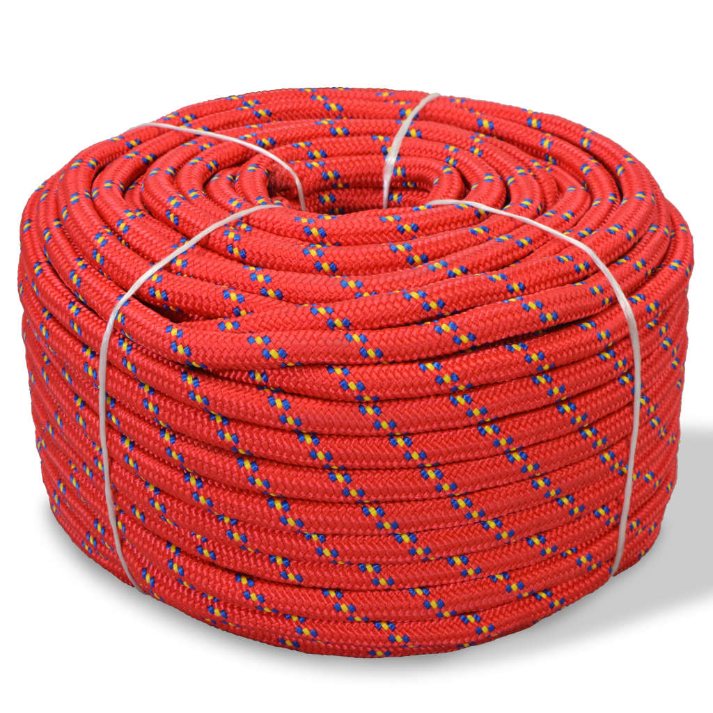 vidaXL Námořní lodní lano, polypropylen, 8 mm, 100 m, červené