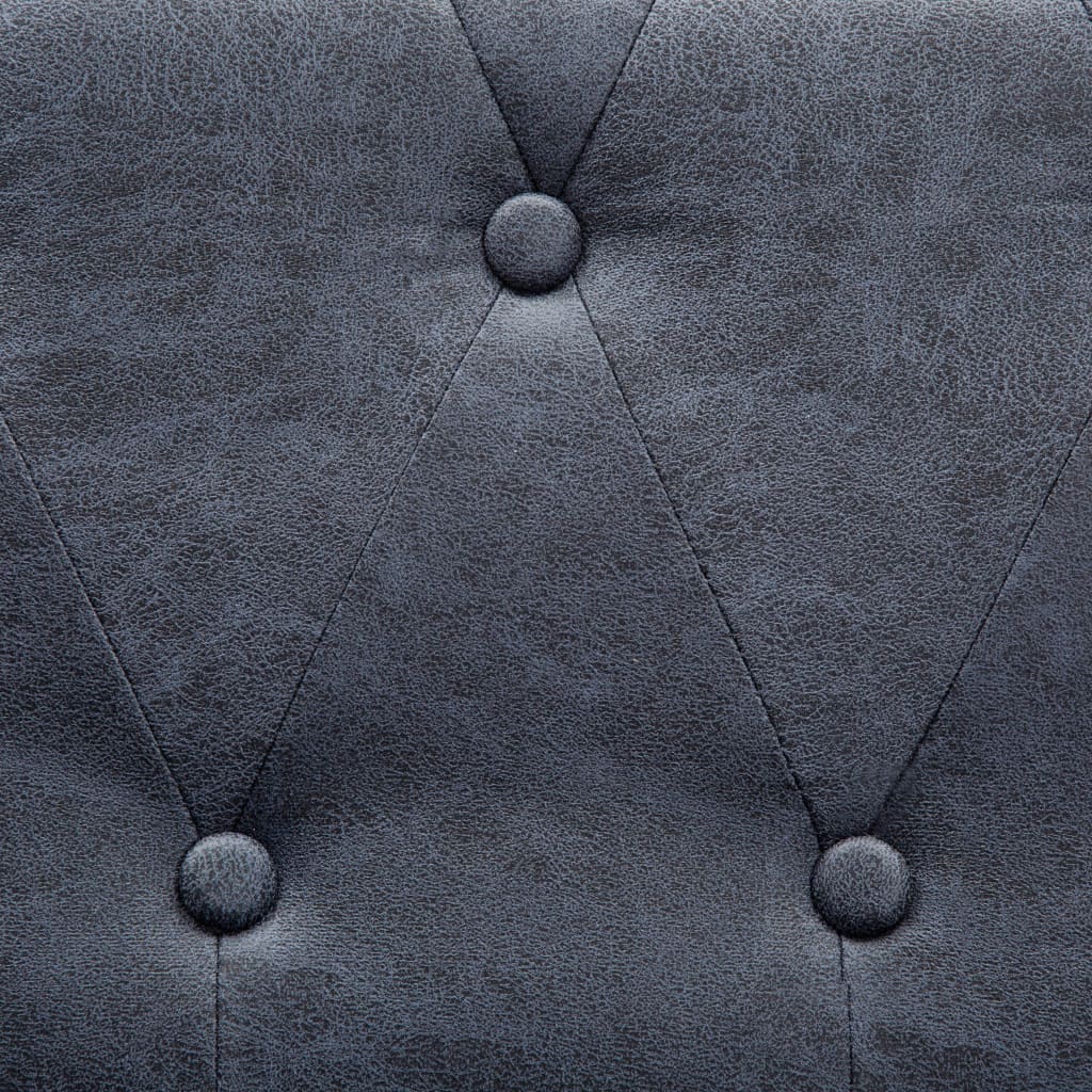 vidaXL Trojsedačka Chesterfield z umělé semišové kůže šedá