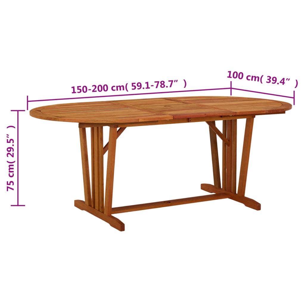 vidaXL Zahradní stůl 200 x 100 x 75 cm masivní eukalyptové dřevo