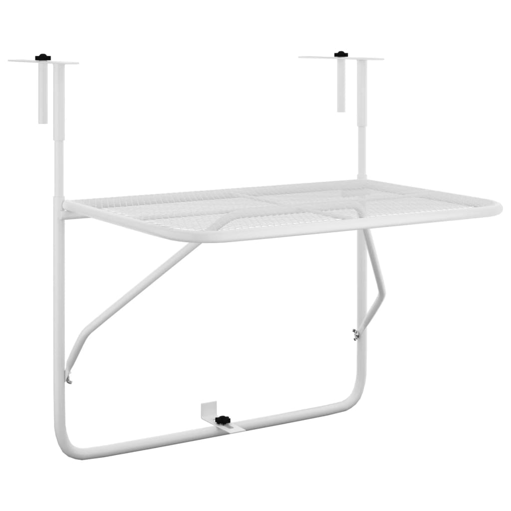 vidaXL Balkonový stolek bílý 60 x 40 cm ocel